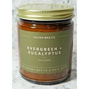 Calyan Wax‎ Co. 8oz Soy Jar Candle Evergreen and Eucalyptus & Evergreen NEW